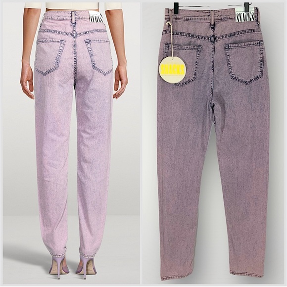 MOTHER SNACKS High Waisted Twizzy Skimp Wash Jeans in Silver Pink NWT - Picture 10 of 11